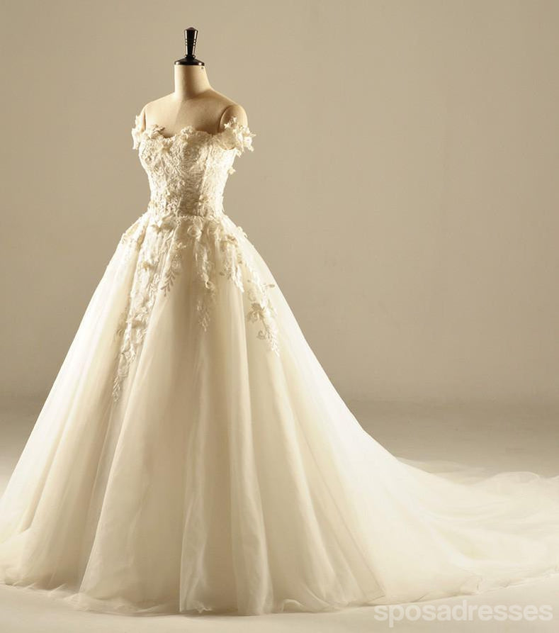 Από τον Ώμο Κοντό Μανίκι Δαντελλών Γαμήλια Φορέματα, Custom Made νυφικά, Φθηνά Νυφικά Φορέματα, WD224
