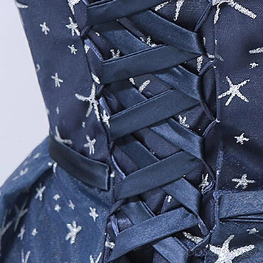 Scoop Navy Star Sequin Vestidos de fiesta largos de noche baratos, vestidos de encargo baratos Sweet 16, 18536