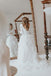 Vestidos de novia de organza con volantes de manga larga en línea, vestidos de novia de encaje baratos, WD482