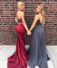 Sexy Halter Two Pieces Red Beaded Long Evening Prom Dresses, 17566