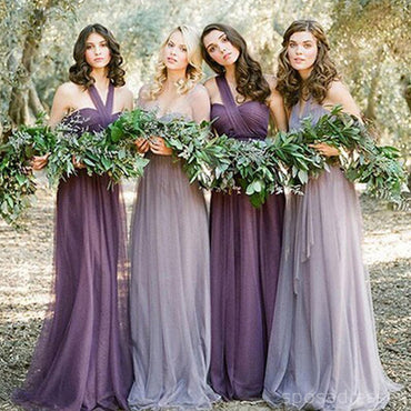 Convertiable Mismatched Tulle Long Cheap Charming Bridesmaid Dresses, WG34