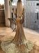 Robes de bal de soirée sirène à paillettes dorées à manches longues, robes personnalisées bon marché Sweet 16, 18539