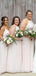 La longue demoiselle d'honneur en mousseline rose pâle mal assortie habille des robes de demoiselles d'honneur en ligne, bon marché, WG711