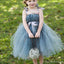 Dusty Bleu Pix Tutu Robes de Tulle Robes de Fille de Fleur, pas Cher Petite robe de Fille pour Mariage, FG046