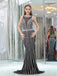 Jewel Black Perled Mermaid Evening Prom Robes, Evening Party Prom Robes, 12109