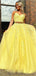 Προκλητικά Δύο Κομμάτια Κίτρινα Φορέματα Χορού Βραδιού Δαντελλών, Φορέματα Χορού Κόμματος Βραδιού, 12142