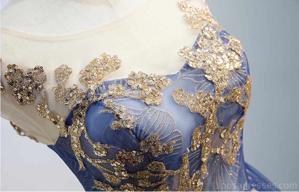 Scoop Cap Sleeves Gold Lequin Vestidos de fiesta baratos en línea, vestidos de fiesta cortos baratos, CM764