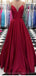 Einfache Dunkel Rot A-line Lange Abend Prom Kleider, Billig Custom Party Prom Dresses, 18589