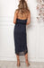 Vestidos de dama de honor cortos de gasa azul marino halter en línea, vestidos de damas de honor baratos, WG751