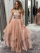 Glittery Sequin Halter A-line Tulle Φθηνά μακρά βραδινά φορέματα Prom, Φτηνά Sweet 16 φορέματα, 18365