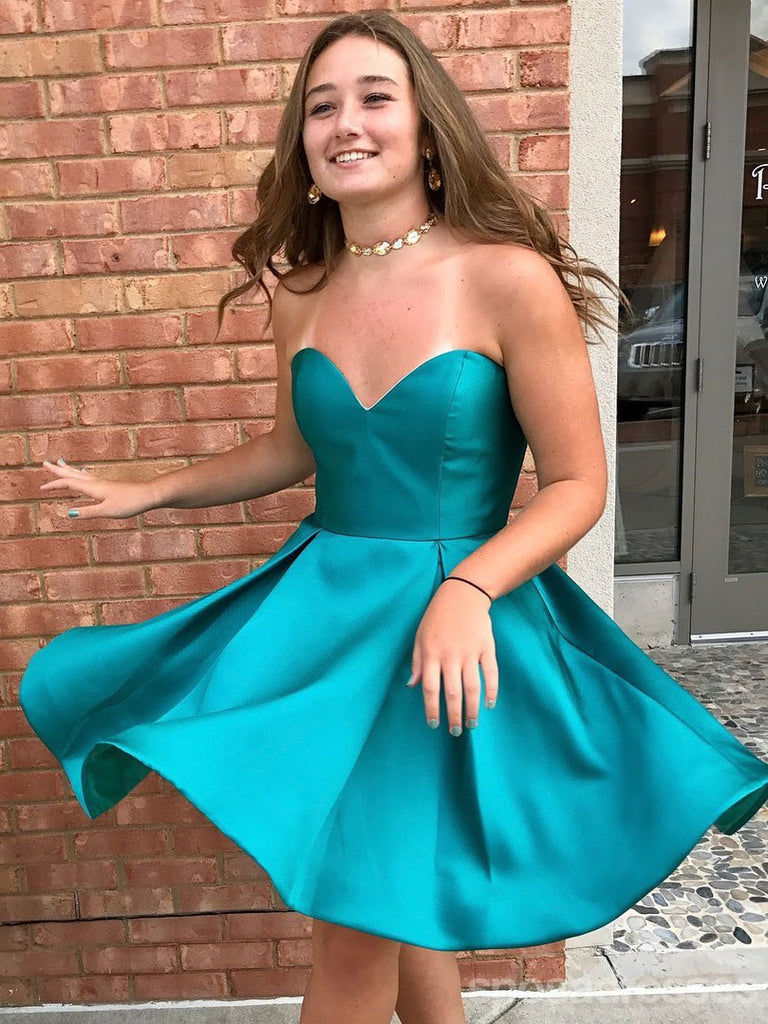 Lindo Simple de Novia de color verde Azulado Barato Vestidos de Regreso a casa 2018, CM474