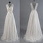 Melhor Venda de Vista V-Costas Lace Top Design Simples Festa de Casamento Vestidos, WD0036