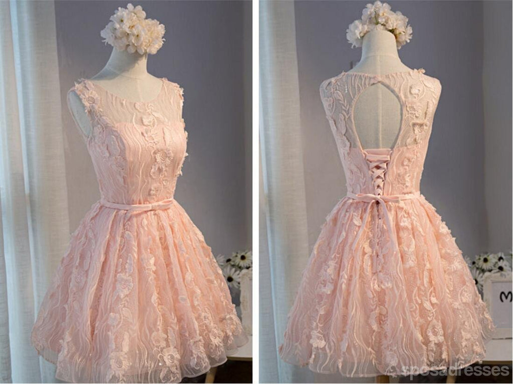 Peach Lace Short Peach Cute Homecoming Prom Dresses, Affordable Short Party Prom Dresses, Perfect Homecoming Dresses, CM302