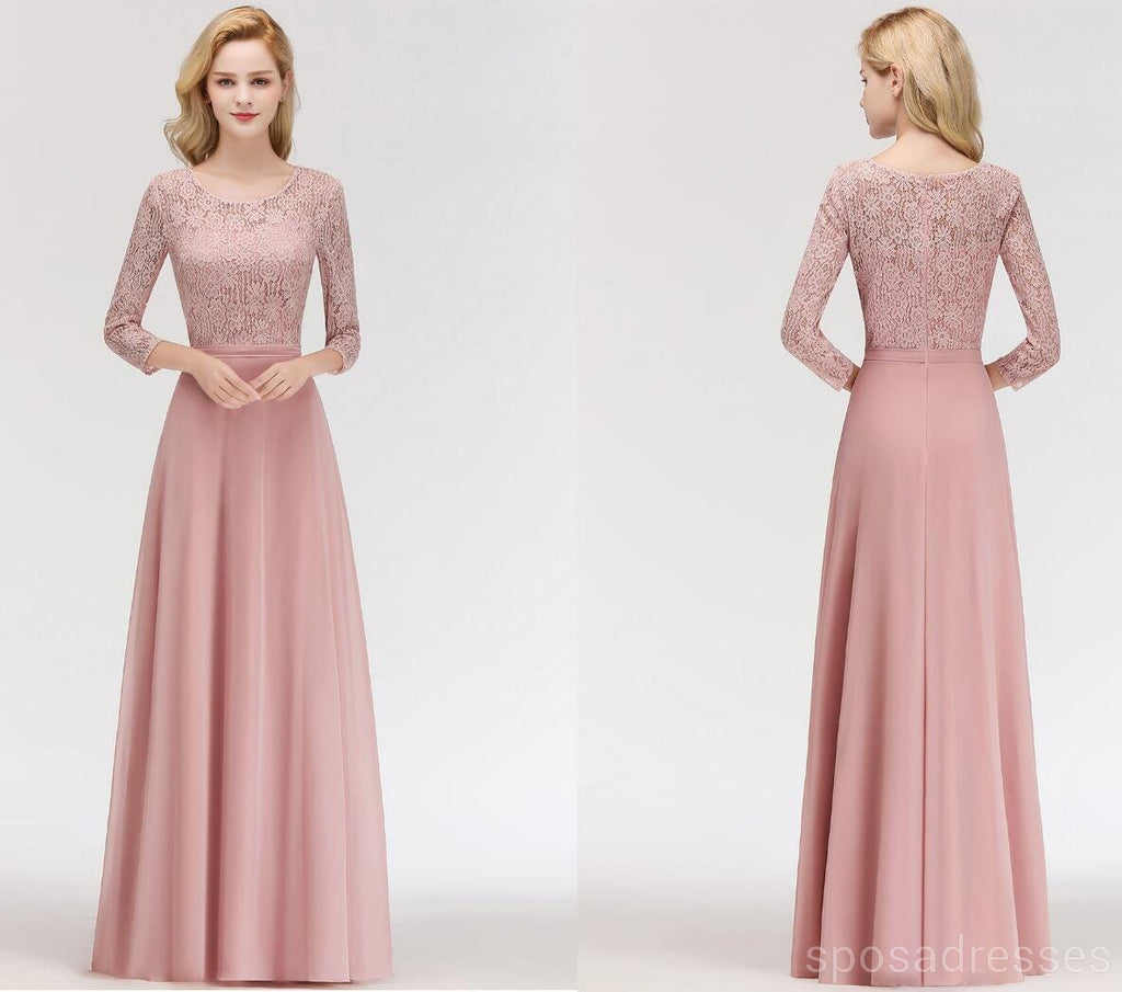 Lace Blush cor-de-Rosa de Piso Comprimento sem correspondência Chiffon Vestidos de Dama de honra Online, WG543