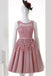 Pink Illusion See Through Lace Beaded Κοντά Φτηνά Homecoming Φορέματα Online, CM568