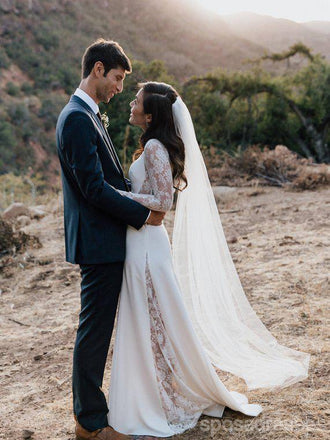 Robes de mariée bon marché uniques en dentelle à manches longues en ligne, robes de mariée pas chères, WD487