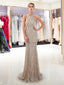 Halter Backless Heavily Beaded Mermaid Evening Prom Robes, Evening Party Prom Robes, 12032