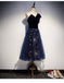 Un hombro Negro Lentejuela Azul marino único Vestidos de fiesta baratos en línea, Vestidos de fiesta cortos baratos, CM767