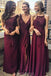 Vermelho escuro Mimsatched baratos longos dama de honra vestidos on-line, WG203