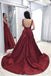 Sexy Backless Maroon Simple Long Evening Prom Dresses, Cheap Custom Party Prom Dresses, 18581