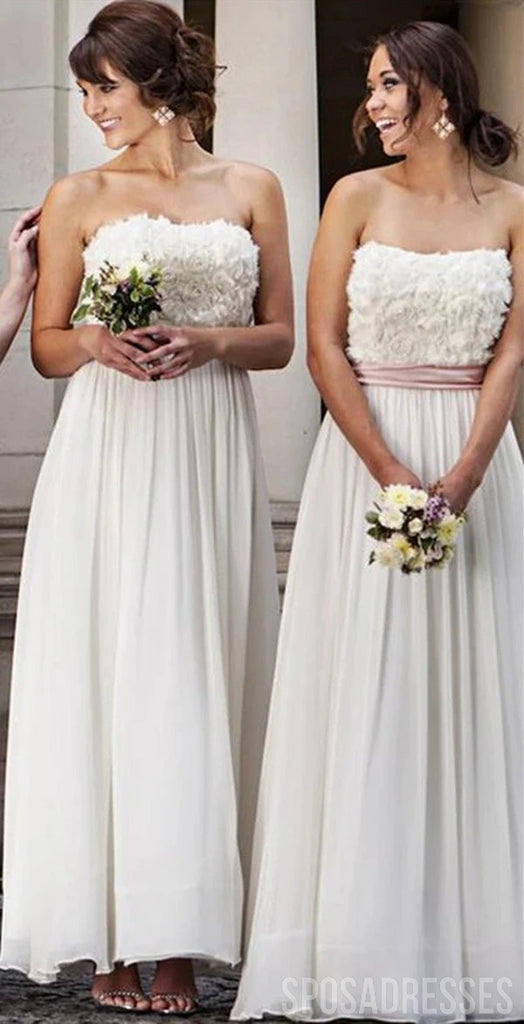 Scoop Cute Flower Long Bridesmaid Dresses Online, Φτηνές παράνυμφοι φορέματα, WG726
