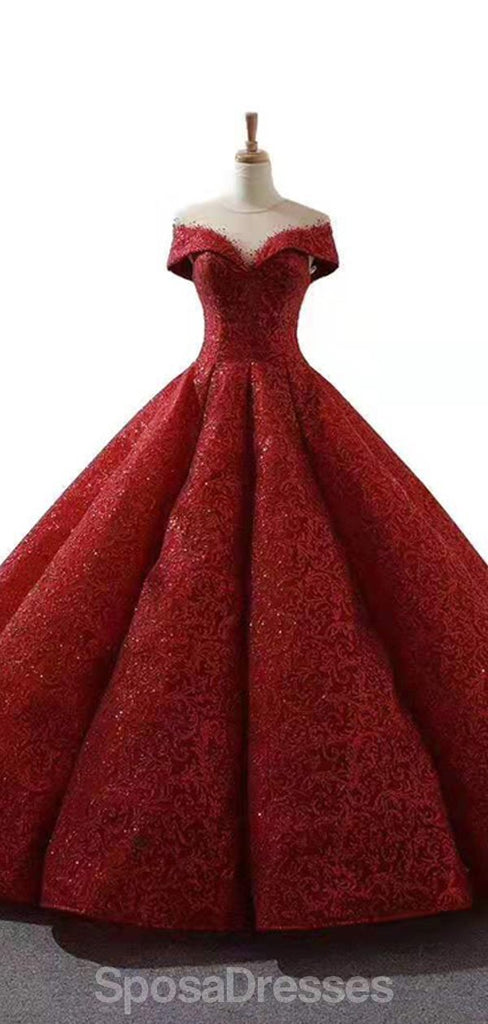 Σκούρο Κόκκινο Κόσμημα Από τον Ώμο Φόρεμα Μπάλα Μακριά Βραδινά Φορέματα Prom, Βράδυ Πάρτι, Φορέματα Prom, 12213