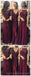 Vermelho escuro Mimsatched baratos longos dama de honra vestidos on-line, WG203