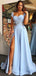 Καπ Sleeves Side Sleets Blue Hookey Long Evening Prom Dresses, Cheap Sweet 16 Dresses, 18382