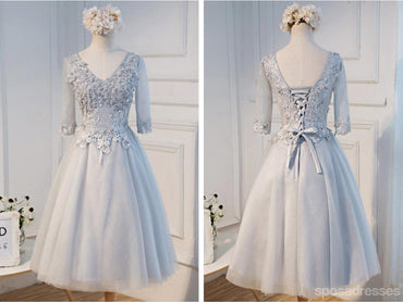 Long Sleeve Gary Lace See Through Homecoming Prom Dresses, Affordable Short Party Prom Dresses, Perfect Homecoming Dresses, CM271