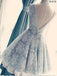 V Λαιμόκοψη Γκρι Δαντέλα Χαριτωμένο Short Homecoming Prom Φορέματα, Οικονομικά Σύντομο Κόμμα Χορό Γλυκό 16 Φορέματα, Τέλεια Homecoming Φορέματα Κοκτέιλ, CM361