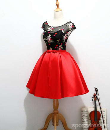Manga de gorro vestidos de baile para os estudantes de regresso para casa atraentes vermelhos e pretos, vestidos de baile para os estudantes partidários curtos disponíveis, vestidos de regresso para casa perfeitos, CM324