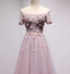 Από τον ώμο Μωβ κοντό μανίκι Α-line μακριά φορέματα βραδιού Prom, 17619