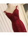 Κόκκινη δαντέλα γοργόνα V-λαιμό Φτηνές Μακρύ Βράδυ Prom Φορέματα, Βραδινό Κόμμα Prom Φορέματα, 18643