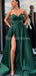 Emerald Green Sweetheart Side Slit Night Evening Prom Dresses, Evening Party Prom Dresses, 12269