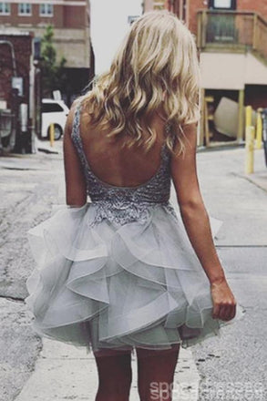 Σέξι Backless V Λαιμό γκρι Φτηνές κοντομάντης σε απευθείας σύνδεση, CM651