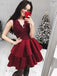 V Neck Burgundy Spitze Billig Kurze Homecoming Dresses Online, CM616