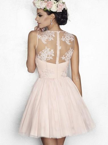 Ανοιχτό ροζ φόρεμα με δαντέλα Φτηνές κοντινές φόρμες για το σπίτι σε απευθείας σύνδεση, CM623