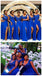 Bleu Royal Cap Sleevess Côté de la Fente de Longueur de Plancher Bas prix Robes de Demoiselle d'honneur en Ligne, WG528
