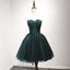 Strapless Dark Green Black Lace Tulle Homecoming Prom Dresses, CM237