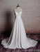 Vestidos de novia de playa baratos con cuello en V y espalda de encaje en línea, WD383