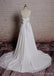 Vestidos de novia de playa baratos con cuello en V y espalda de encaje en línea, WD383