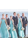 Φτηνά μακριά φορέματα παράνυμφων συνήθειας Σιφόν λουριών Tiffany μπλε, WG241