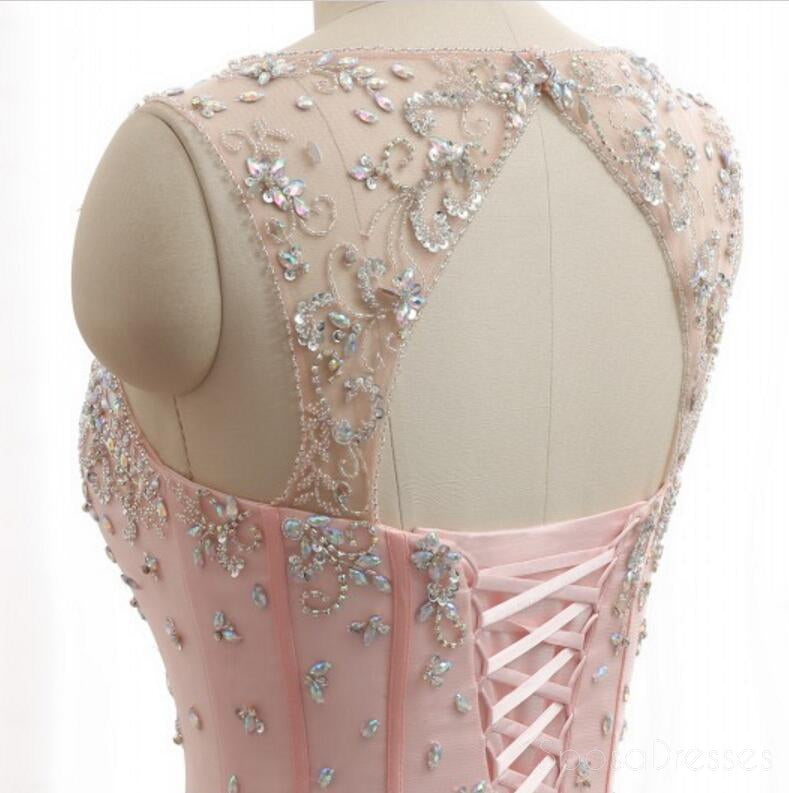 Sexy Open Back Scoop Neckline Blush Pink Abend Prom Kleider, Beliebte Beaded Party Prom Kleid, Custom Long Prom Kleider, Günstige formale Prom Kleid, 17153