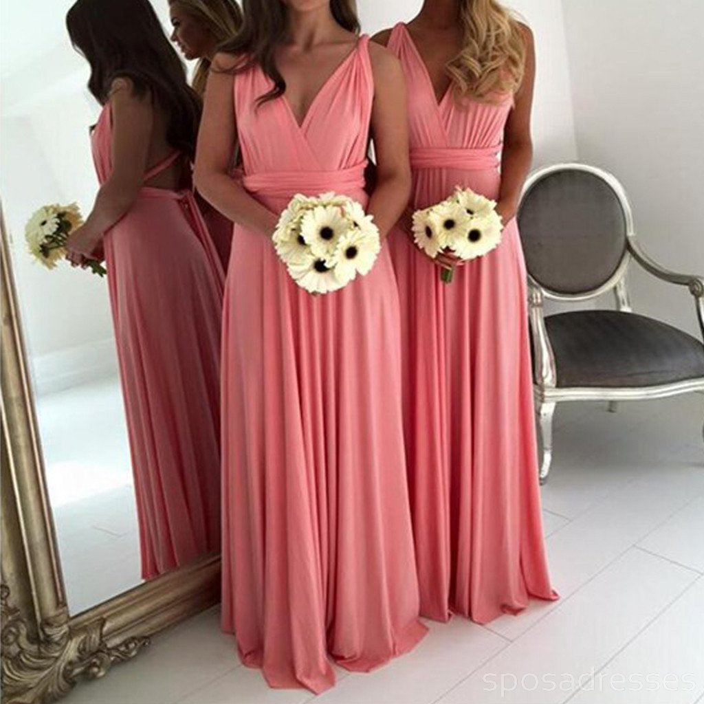Simple Cheap Jersey Convertible Open Back Sexy Long Bridesmaid dresses, WG45
