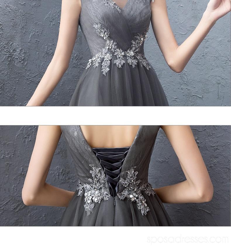 Cordón gris regreso barato adornado con cuentas adorna vestidos de la fiesta de promoción cortos en línea, baratos, CM771