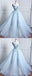 Vestidos de fiesta largos de noche baratos con cuentas de encaje azul pálido de novia, vestidos baratos de Sweet 16, 18373