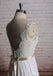 Cordón V cuello alinea trajes de novia de la playa baratos en línea, WD386