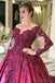 Long Sleeves Lace Applique Purple Long Evening Prom Φορέματα, Βραδινά Πάρτι Φορέματα, 12177