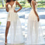 Robes de parti de mariage en mousseline de fente de côté de lacet ivoire simples populaires bon marché, WD0048