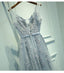 V Λαιμόκοψη Γκρι Δαντέλα Βραδινά Φορέματα Prom, Τούλι Μακρά Κόμμα Φορέματα Prom, Προσαρμοσμένο Φτηνές prom φορέματα, prom φορέματα κατάστημα σε απευθείας σύνδεση prom φορέματα, 17065